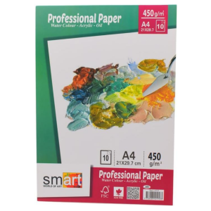 Smart Professional Paper 450 Grams Sketch Pad 10 Sheets, A4 - White Paper