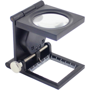 Black Compact Foldable Magnifier Jewelry Photo Sewing Thread Counter Magnifying Loupe Zinc Alloy Microscope 10X 28mm lens for Textile Inspecting
