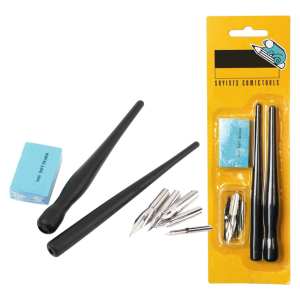 Dip Pen Set Ink Writing Calligraphy Pen Artists Drawing Cartoon Pens with 5 Replacement Nibs