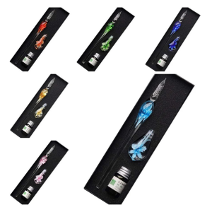 Glass Dip Pen, Floral Vintage Glass Dip Signature Fountain Pen Ink