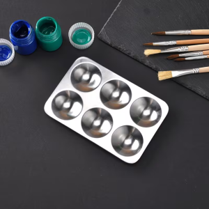 Metal Paint Palette, 6 Wells – Silver